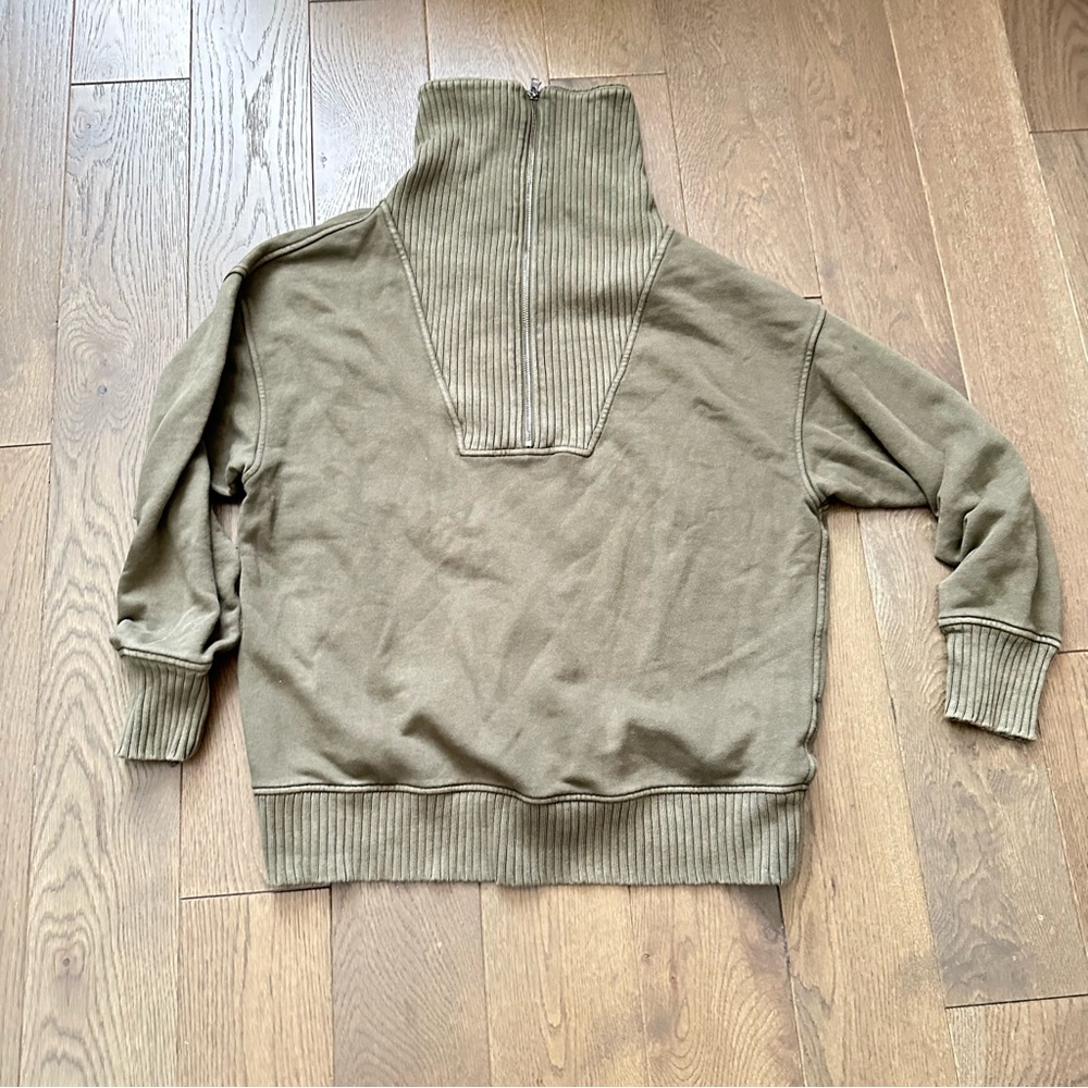 Aerie Zip Up Sweater in Olive